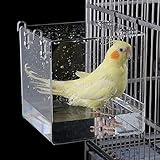 GURECOD bañera Colgante para pájaros Cubo bañera para pájaros Caja de baño Cuenco Jaula Accesorios pájaros pequeños Canarios alondras Loros cacatúas agapornis Loros baño (Cuadrado, 13x13x11cm)